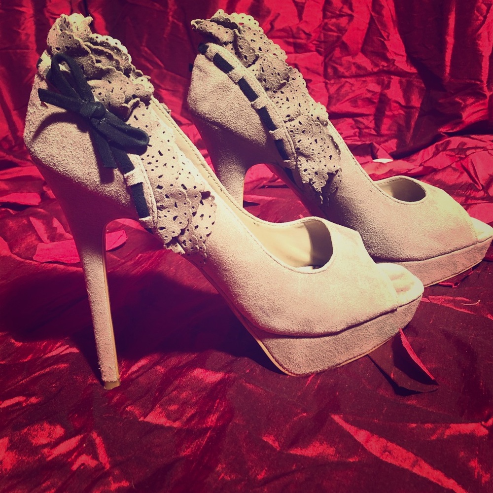 Romantic Grey Stiletto Suede Heels